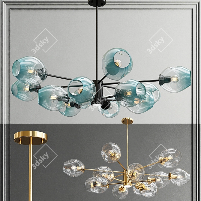 Scandi Glass Chandelier: Modern Elegance 3D model image 1