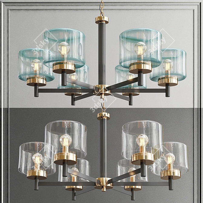 Designer Glass Chandelier: Postmodern Elegance 3D model image 1