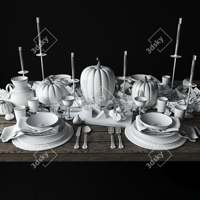 Harvest Pumpkin Table Decor 3D model image 3