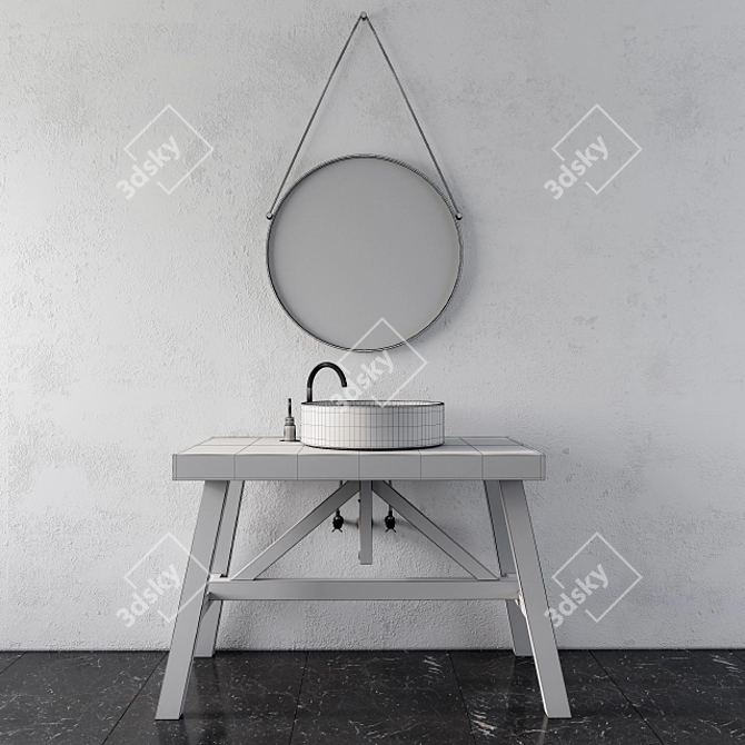 Title: Vintage Charm Rustic Bathroom Set 3D model image 3