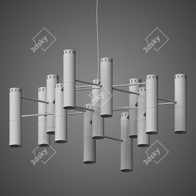 Gold and Black Chandelier: Elegant Lighting Fixture 3D model image 2