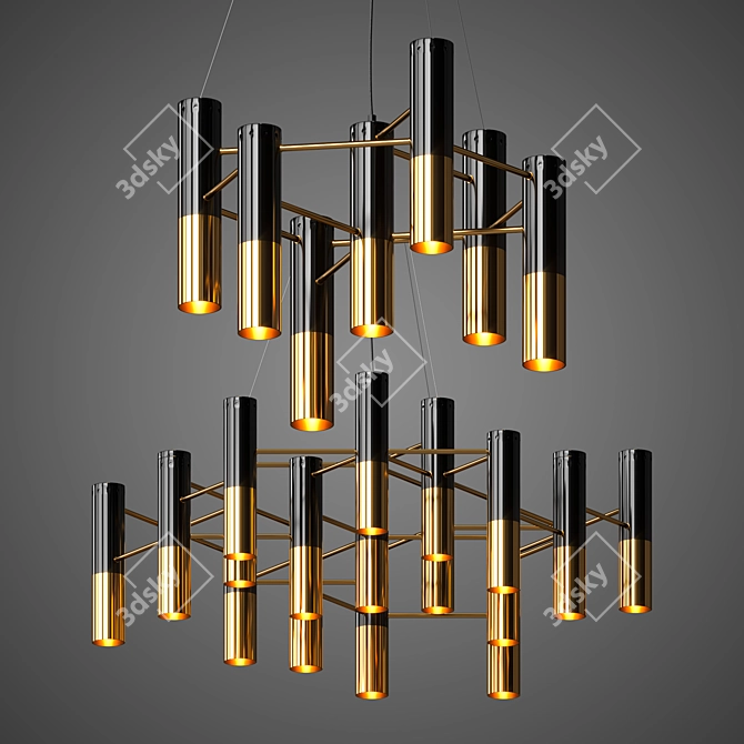 Gold and Black Chandelier: Elegant Lighting Fixture 3D model image 3