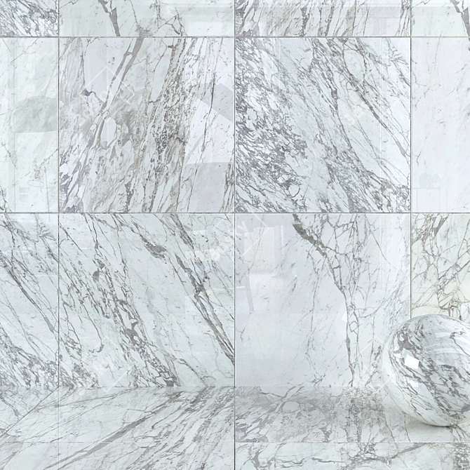 3K HD Statuario Select Wall Tiles 3D model image 1