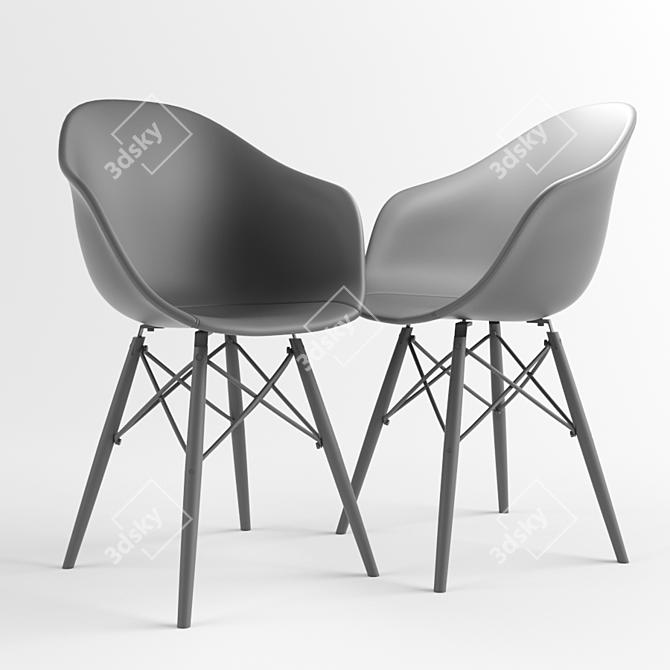 Sleek Cross Leg Dining Chair 3D model image 2