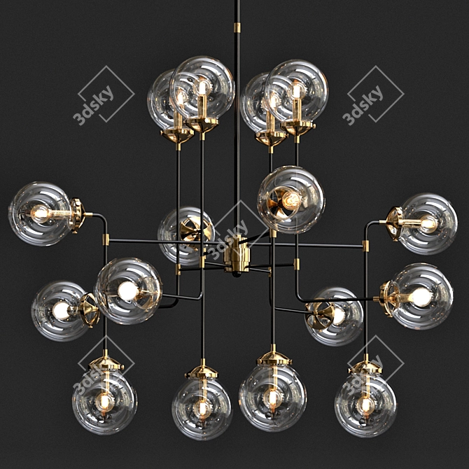 Elegant Clear Glass Chandelier 3D model image 1