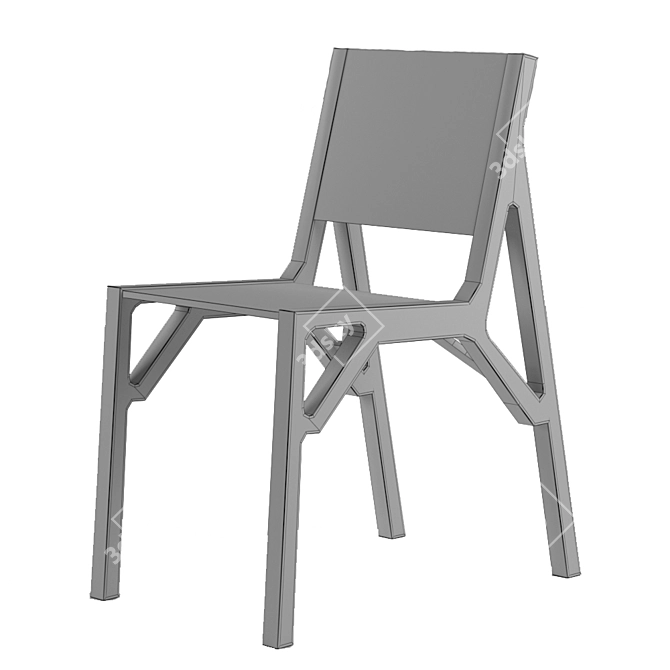 Elegant Wooden Chair - 80cm Height 3D model image 2