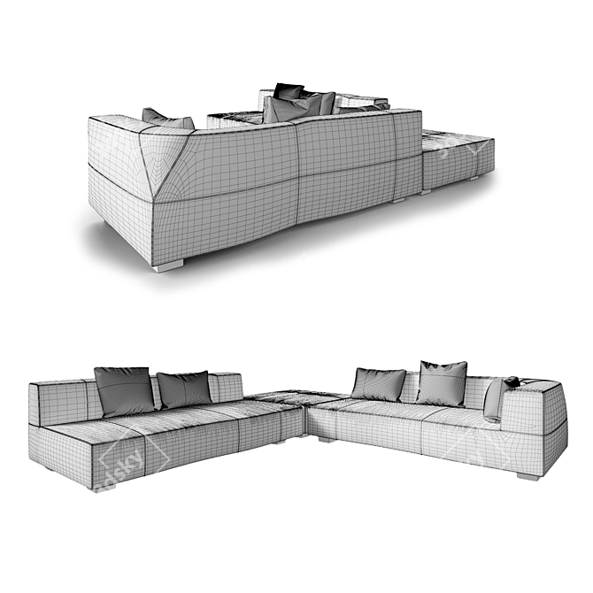 Chelini Sofa: Elegant and Spacious 3D model image 3