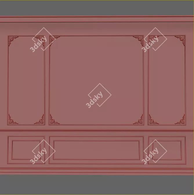 Elegant 3D Wall Moulding 3D model image 2