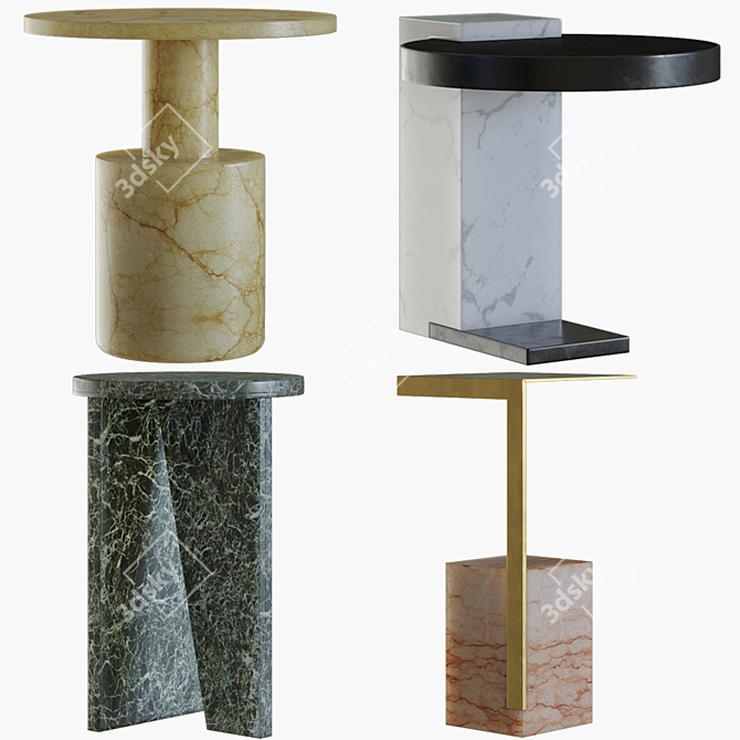 Modern Side Tables Collection: Artistic & Functional 3D model image 1