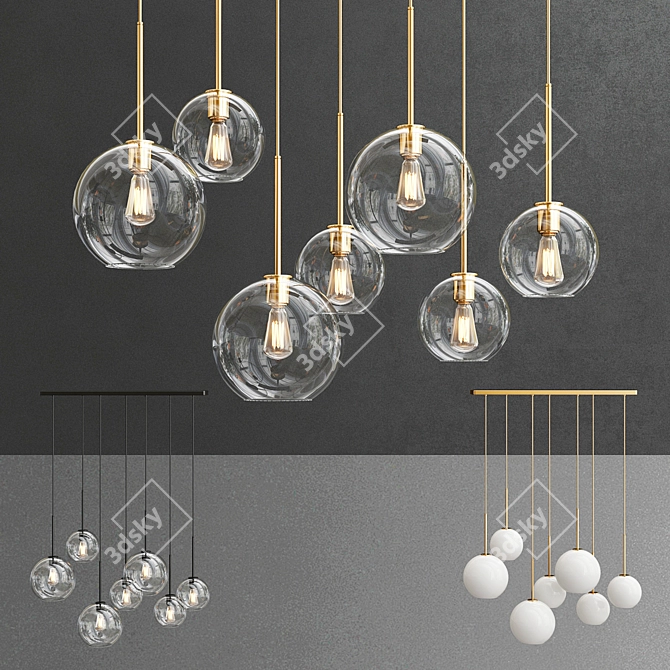 Sculpted Glass 7-Light Chandelier 3D model image 1