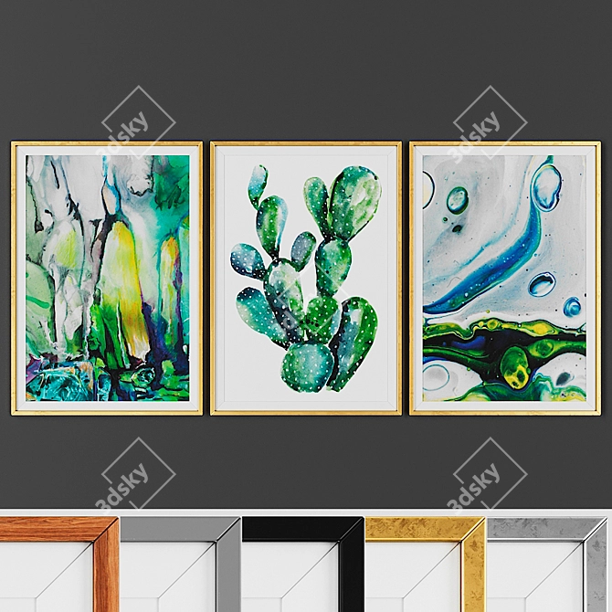 Elegant 3-Piece Frame Set 3D model image 1