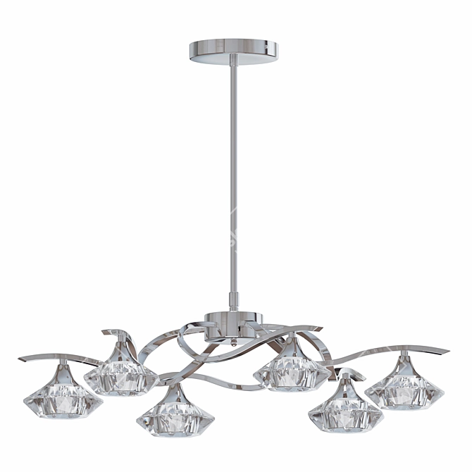 Elegant Crystal Chrome Ceiling Chandelier 3D model image 1