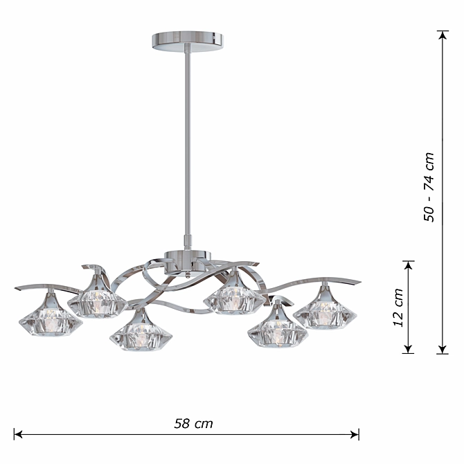 Elegant Crystal Chrome Ceiling Chandelier 3D model image 2