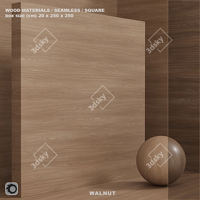 Seamless Wood Walnut Material - Set 76 3D model image 1