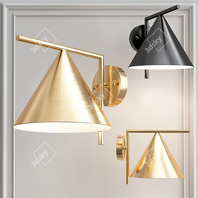 Elegant Brass Cone Wall Sconce 3D model image 1