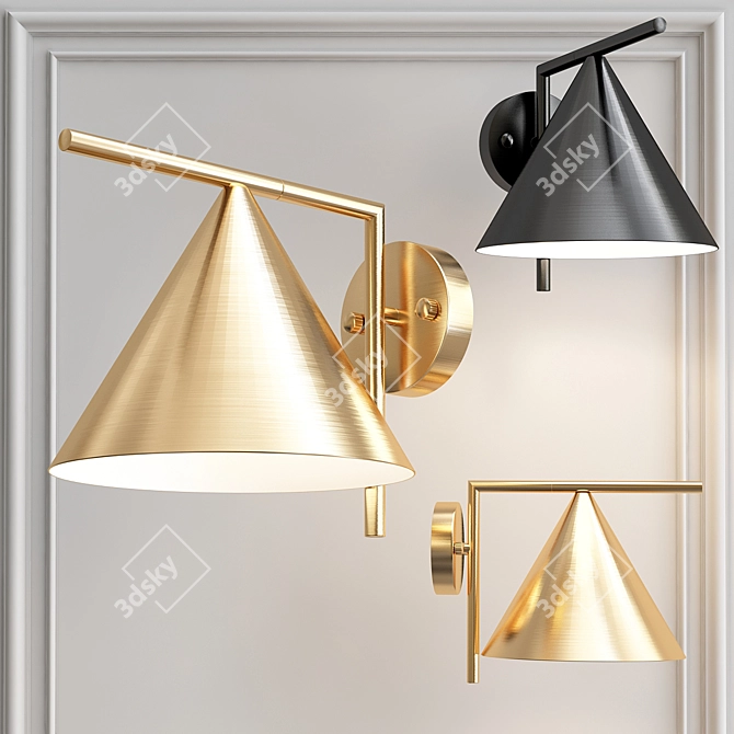 Elegant Brass Cone Wall Sconce 3D model image 3