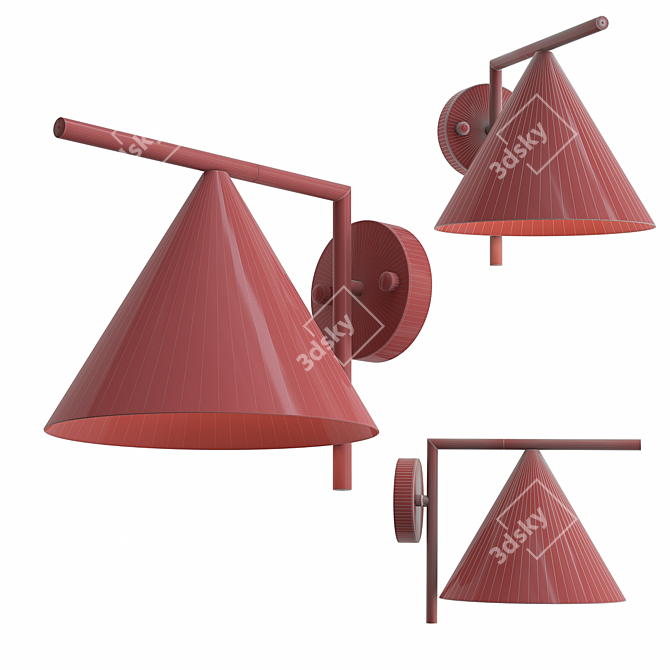 Elegant Brass Cone Wall Sconce 3D model image 4