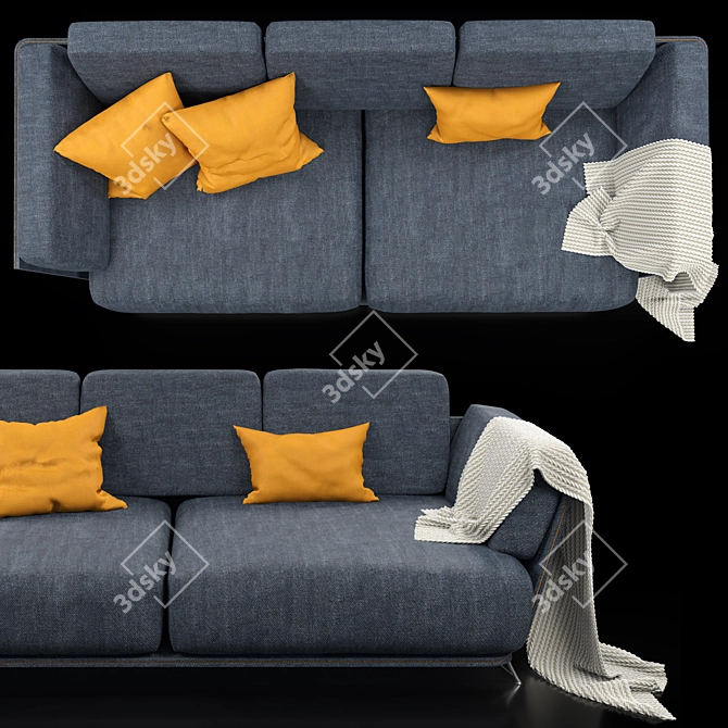 Sleek RM01 Modern Sofa 3D model image 2