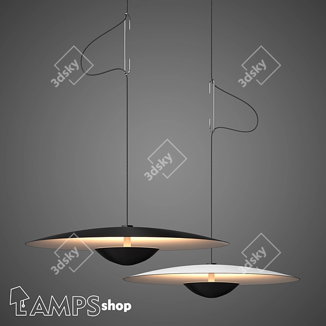 Modern UFO Inspired Chandelier 3D model image 1