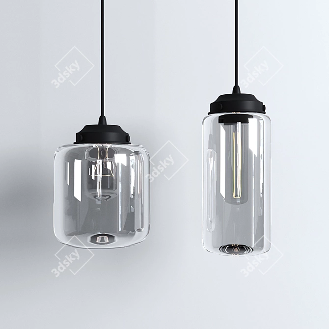 MoonLight E27 Black 1-Light 60W Pendant 3D model image 1