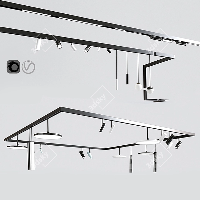 Versatile Ceiling Track Light 3D model image 1