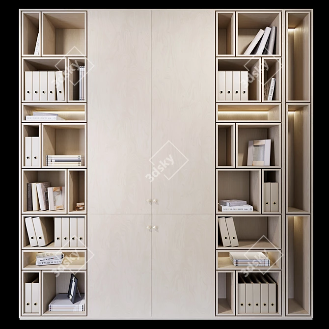 Plywood Wardrobe: Stylish and Spacious 3D model image 1