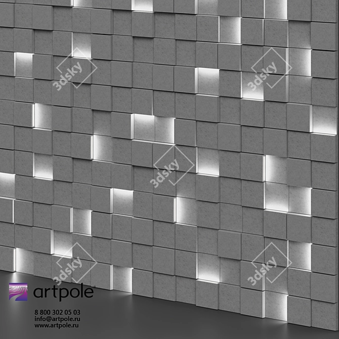 OM Gypsum 3D Panel: TETRIS LED Masterpiece! 3D model image 2