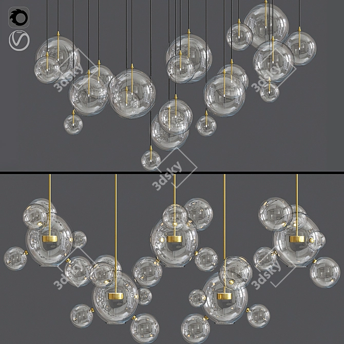 Bolle Ceiling Light - Modern Lighting Set 3D model image 1