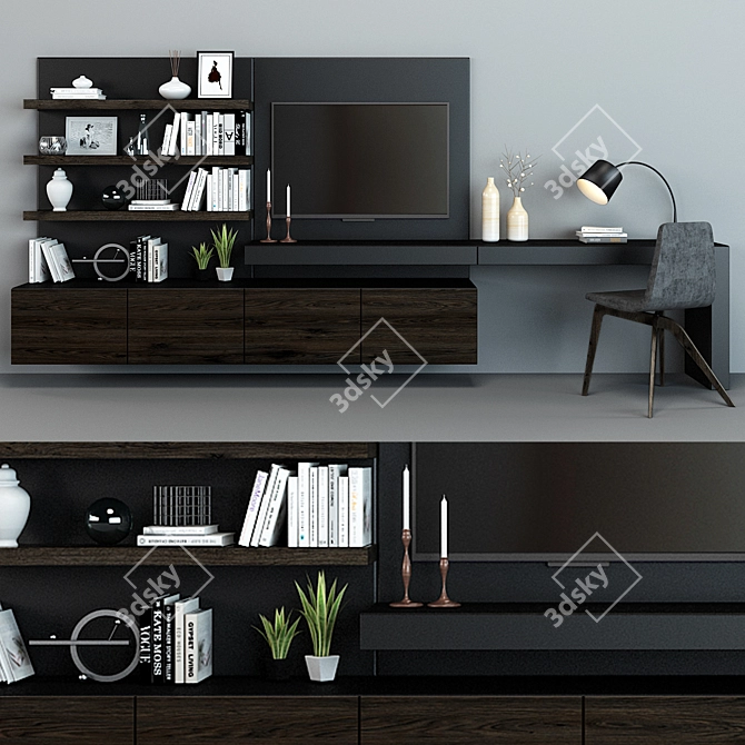 Sleek TV Stand Shelf 15 3D model image 1