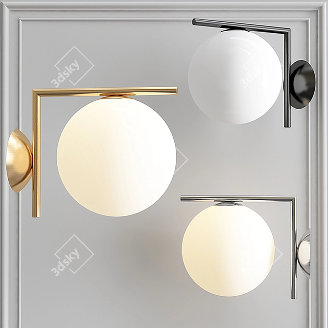 Modern White and Black Sconce 3D model image 1