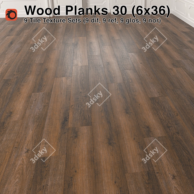 Natural Oak Plank Wood Floor 3D model image 1