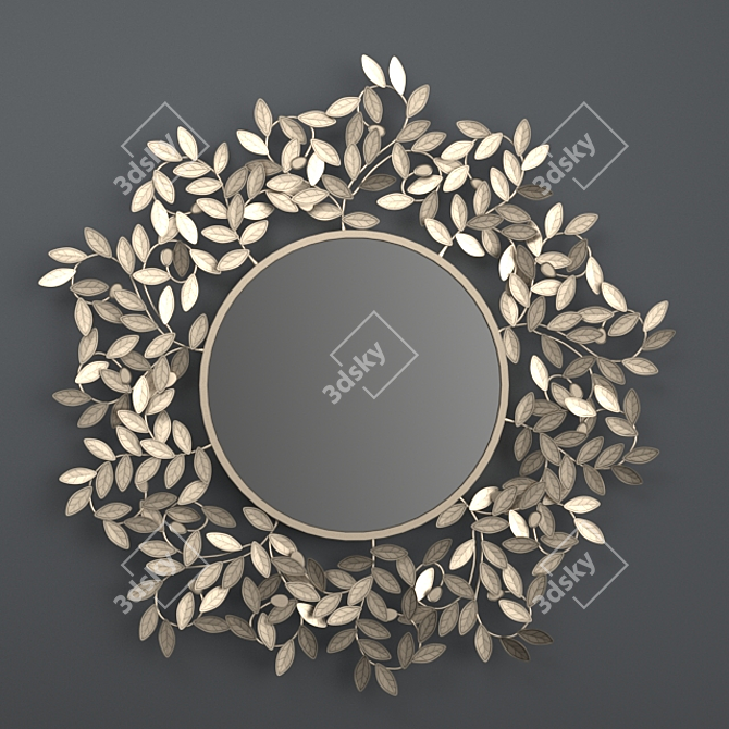 Leafy Metal Round Mirror - 101cm Diameter 3D model image 1