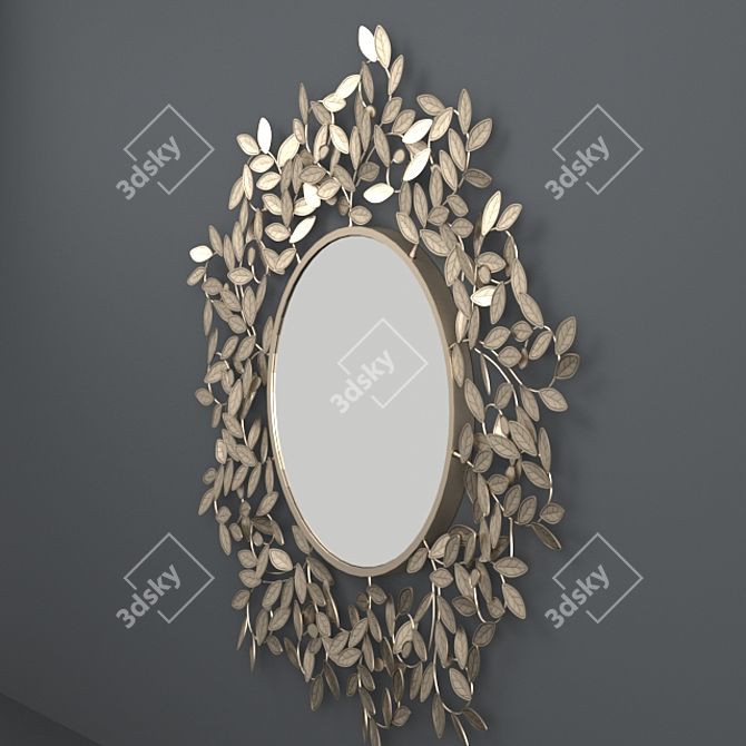 Leafy Metal Round Mirror - 101cm Diameter 3D model image 2