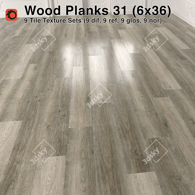 Premium Plank Wood Flooring 3D model image 1