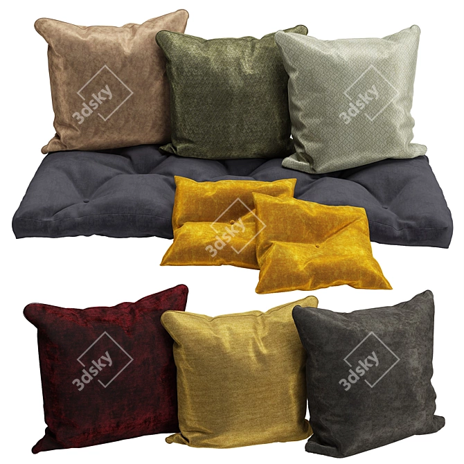 Cozy 2-Piece Decorative Pillows 3D model image 1