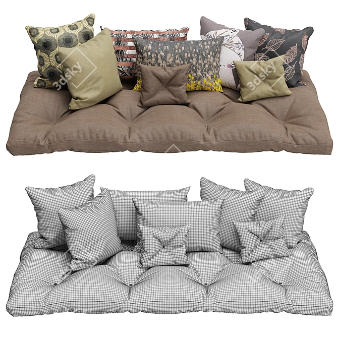 Elegant Trio: Decorative Pillows Set 3D model image 2