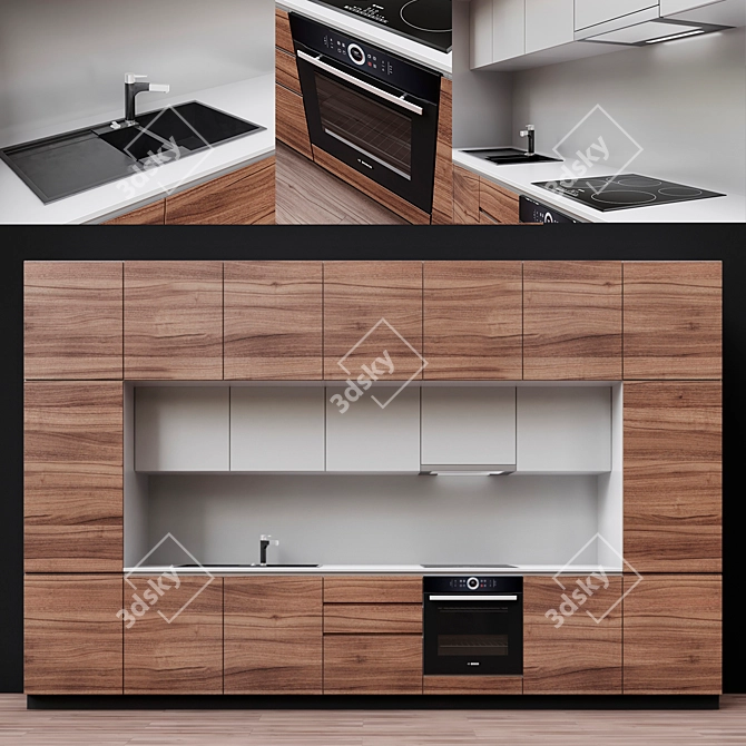 Sleek Kitchen with Spacious Design 3D model image 1