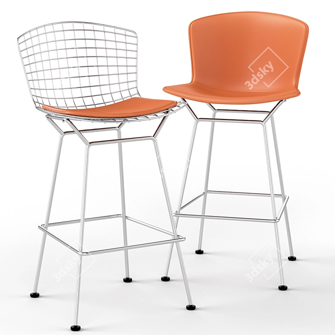 Elegant Wireframe Barstool 3D model image 1