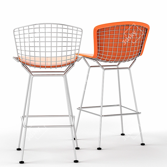 Elegant Wireframe Barstool 3D model image 2