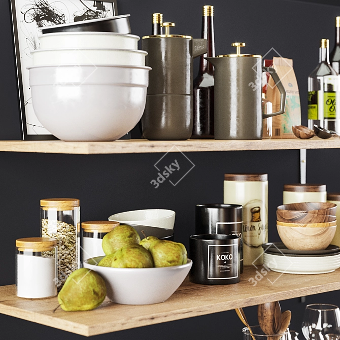 Elegant Kitchen Decor Set 3D model image 2