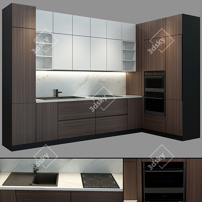 Sleek and Stylish Kitchen 016 3D model image 1