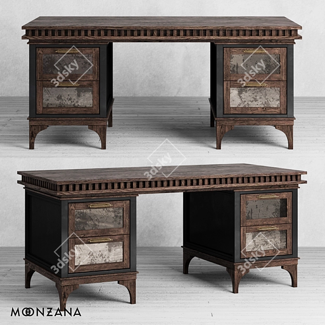 Reborn Oak-Frame Moonzana Desk 3D model image 1