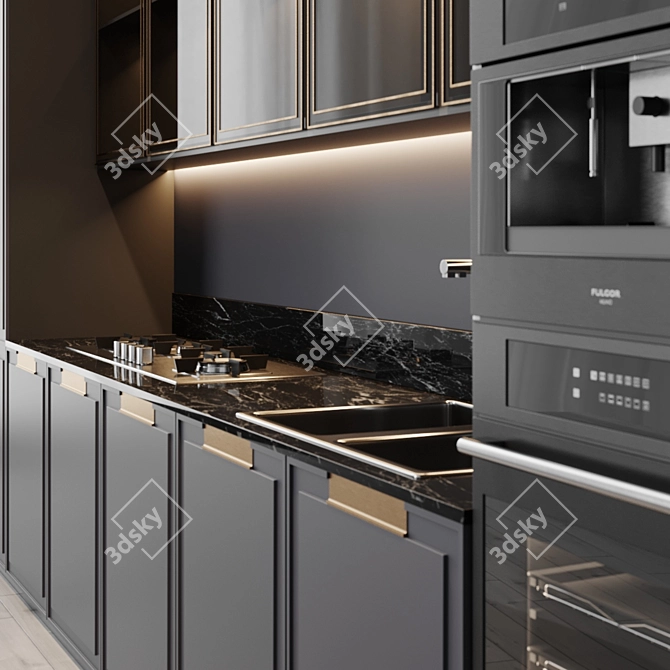 Title: Modern Kitchen Set with Fulgor Milano Appliances 3D model image 2