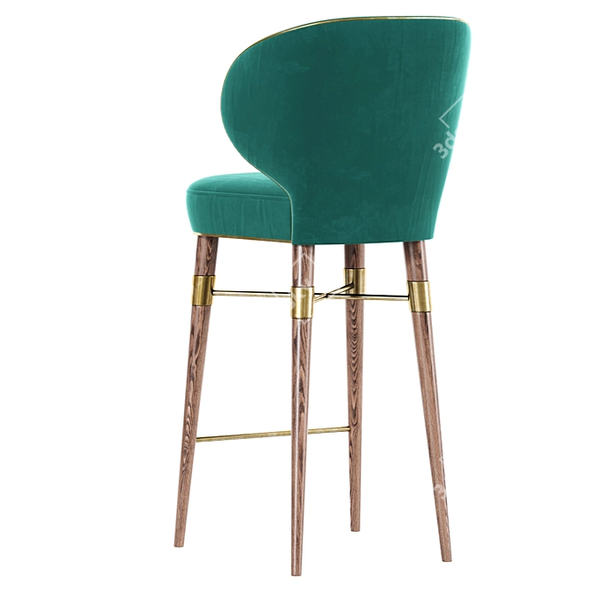 Elegant Louis Bar Chair 3D model image 2