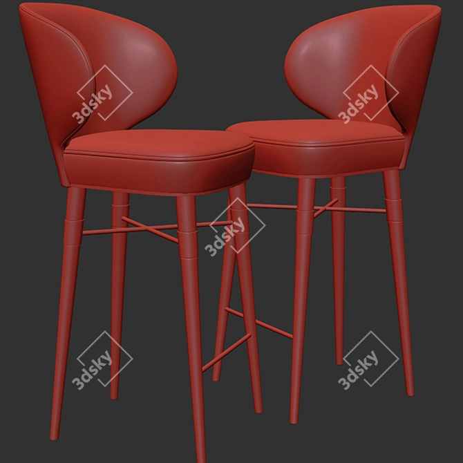 Elegant Louis Bar Chair 3D model image 3