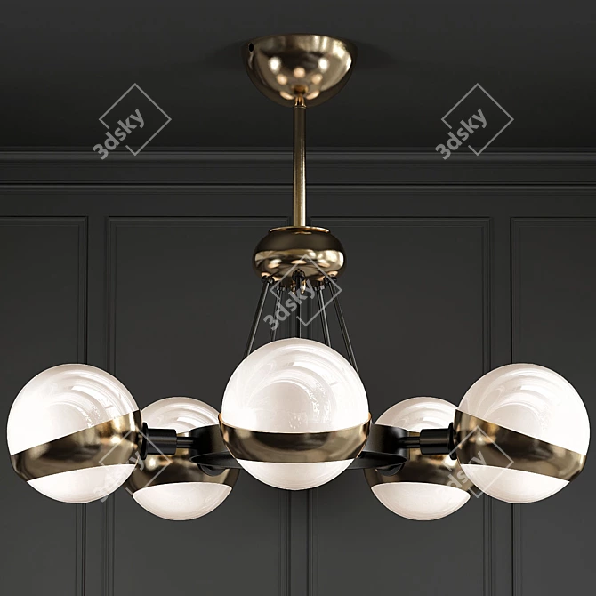 Elegant Brass Ball Chandelier 3D model image 1