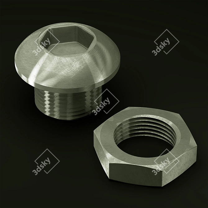 Hex Key Nut and Bolt Set 3D model image 1