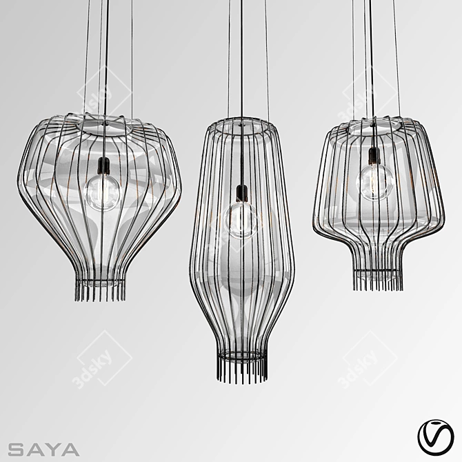 Saya Blown Glass Pendant Lamp 3D model image 1