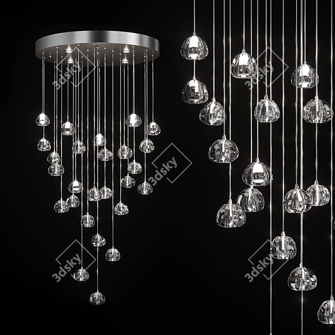 METEORA Cascading Glass Ingot Chandelier 3D model image 1