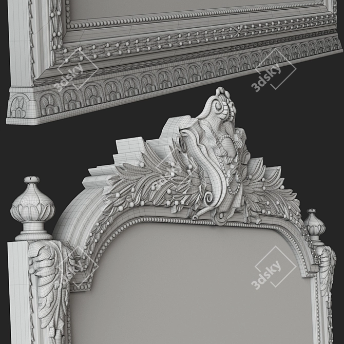 Elegant Baroque Carved Floor Mirror 3D model image 3